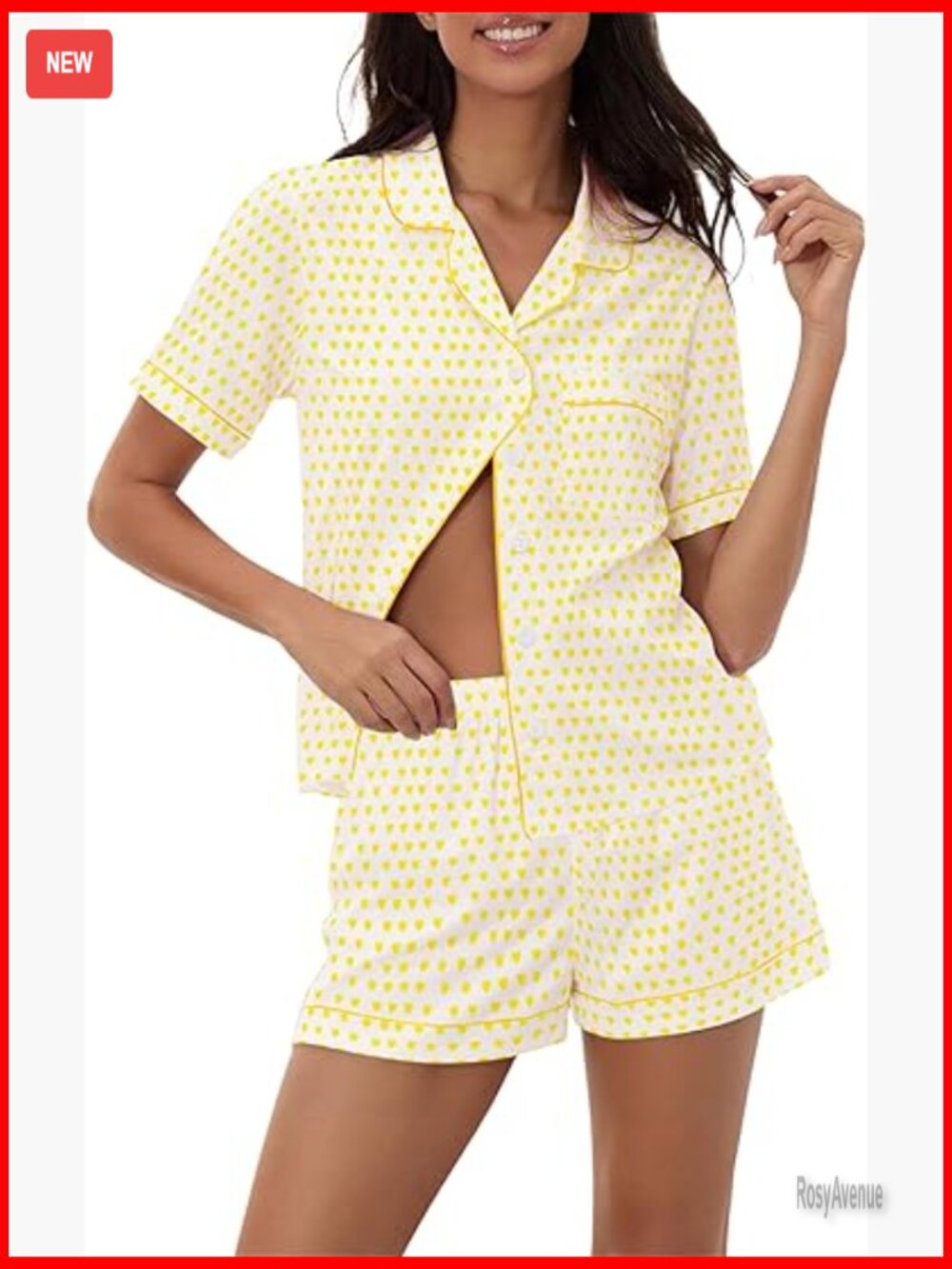 Women's Pajama Set Button Down Top Shorts Loungewear Sleepwear